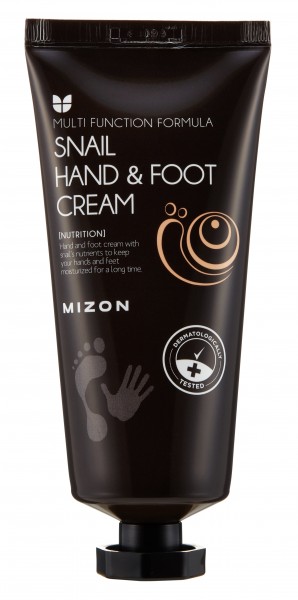 Eine Hand- und Fußcreme der Marke Mizon mit Schneckenschleim