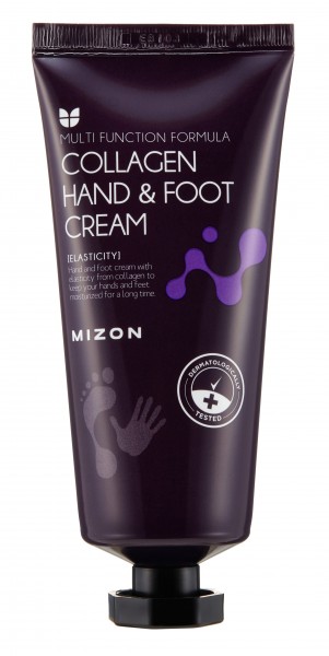 Eine Hand- und Fußcreme der Marke Mizon mit Kollagen